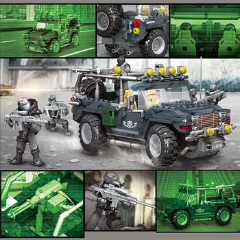 WW2 Serija Karinių Muito Mini SWAT Jeep Automobilių Kareiviai Duomenys Armijos Ginklus, Ginklus, Nustato Modelį, Statyba Blokai Modelis Lėlės Plytų Rinkinys