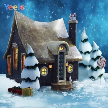Yeele Kalėdų Fono Žiemos Sniego Medis Animacinių Filmų Tortas, Saldainiai, Ledai Namas Fotografijos Fonas Foto Studija Photophone