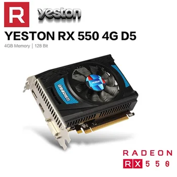 Yeston Radeon RX 550 GPU 4GB GDDR5 128bit Žaidimų kompiuterį KOMPIUTERIU Vaizdo Grafikos plokštės palaiko DVI-D/HDMI/DP PCI-E 3.0