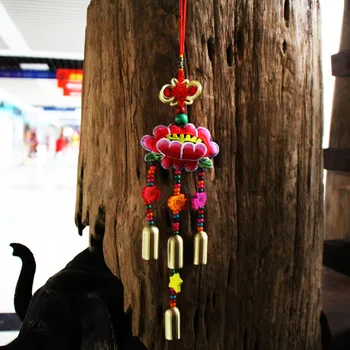 Yunnan, Stilius, Rankų Darbo, Siuvinėta Lotus Maišeliuose Varpeliais Kinijos Mazgas Medienos Žuvų Talismanas Windchimes Festivalis Kabinti Apdaila