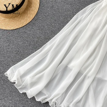 YuooMuoo Moterų 2020 M. Vasaros Suknelė Mados Balta Off Peties Šifono Suknelė, Kietas Vestidos Trumpas Sluoksniuotos Rankovėmis Raukiniai Atostogų Suknelė
