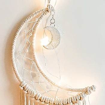 Šiaurės stiliaus rankomis austi medvilnės virvė star mėnulis Bohemijos kambario apdaila sienos kabo vaikų kambarį vaikų darželio dovana, siuvinėjimas