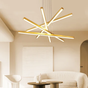 Šiuolaikinės Paprasta LED šviestuvo aukso ar juodos spalvos aliuminio už kambarį sala deco apšvietimas, valgomojo kambario, biuro, miegamojo kabo lempa