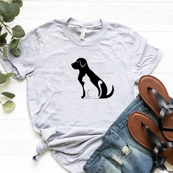 Šunų ir Kačių Juokinga Spausdinti Moterys T Shirts naminių Gyvūnėlių Mylėtojas Grafinis T-shirt Vasaros Mados trumpomis Rankovėmis Marškinėlius Šuo Mama Drabužius Dropship