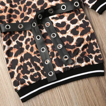 1-6Y Mielas Pyplys Baby Girl Dress Rudenį Leopardas Spausdinti ilgomis Rankovėmis Diržo Šalies Tiesi Suknelė Drabužius