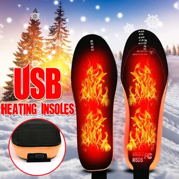 1 Pora USB Šildomi Vidpadžiai Kojas Šiltas Žiemą Batų Padas Kilimėlis Smart Nuotolinio Valdymo Lauko Sporto Batų Šildymo Vidpadžiai, Slidinėjimo, Medžioklės