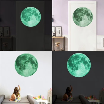 100VNT 12 cm, 20 cm, 30 cm, Šviesos Mėnulis 3D Sienų Lipduko, vaikų kambarys, svetainė, miegamasis apdailos namų lipdukai Švyti tamsoje