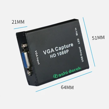 1080P VGA Capture Card USB2.0 Išėjimo Signalo Įvestis VGA Nepriklausomas Garso Inout Nr. Galią, Reikalingą Modulį Disko-nemokamai Nr. Plug-in