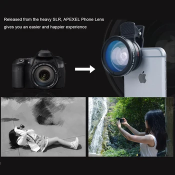 10vnt/daug 0.45 x Super Plataus Kampo & 12.5 x Super Makro Objektyvo Profesionali HD vaizdo Kameros Objektyvas iPhone 6s 7 Plius 