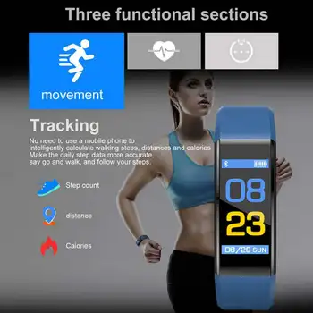 115Plus Smart Watch Vyrų, Moterų Širdies ritmo Monitorius Kraujo Spaudimas Fitness Tracker 0.96 colių Smartwatch Sporto Žiūrėti 