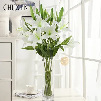 11pcs/3 vadovai 95cm Aukštos kokybės lily šilko gėlės, dirbtinės gėlės, vestuvių namų stalo apdailos