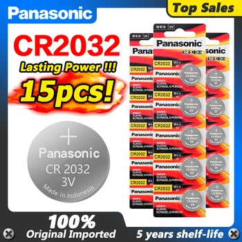 15vnt nauja baterija PANASONIC cr2032 3v mygtuką ląstelių monetos akumuliatorius Tinkamas Palaiko Žiūrėti
