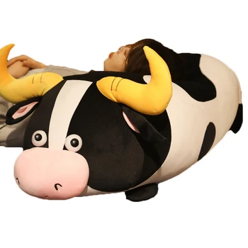 1PC 40/60cm Puikus Riebalų Galvijų Pliušinis Minkšti Žaislai Bull Mielas Įdaryti Guli Karvė Gyvūnų, Žaislų, Vaikai, Vaikams, Lėlės Miego Pagalvė Pagalvės