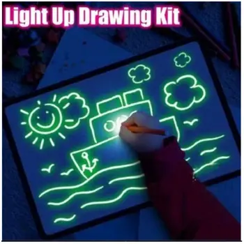 1PC A4 A5 LED Šviesos Grafiti Piešimo Lenta Doodle Piešimo Tablet Magic Draw Su Šviesos-Įdomus Liuminescencinės Pen Švietimo Žaislas