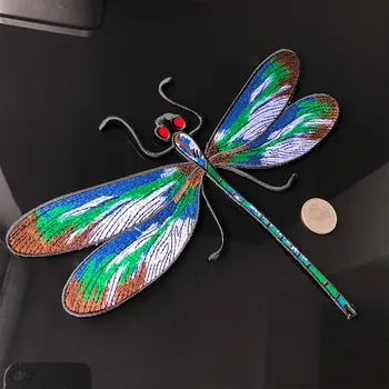 1Pcs Nauji Didelio Dydžio Dragonfly Siuvinėjimo Pleistras Lyginimo ant Drabužių Lipdukas Didelis Appliques už Striukės, Paltai Geležies Lipdukai Krepšiai