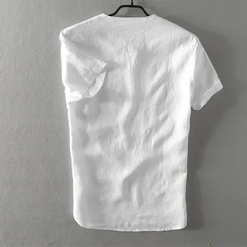2018 m. Vasaros nauji vyriški laisvalaikio patalynė trumpas rankovėmis marškinėliai prarasti plonų linų t marškinėliai vyrams balta kieta marškinėlius mens camiseta 3XL