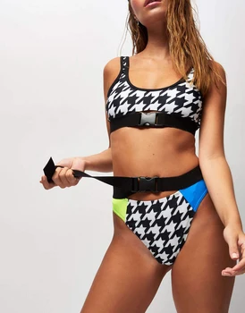 2019 2VNT Moterų Tvarstis Bikini Nustatyti Paprastas, Push-Up Brazilijos maudymosi Kostiumėliai Paplūdimio Aukšto Juosmens maudymosi kostiumėlį Moterų Plaukimo Biquini