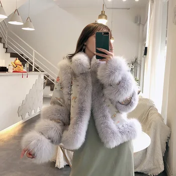 2020 Fxfurs Mados Rudens Ir Žiemos Naujo Stiliaus Kinijos Stiliaus Teismas Užimantys Satino Fox Fur Coat Moterų Trumpas