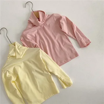 2020 m. Rudenį Mergaičių Pusė-Apykaklės Dugno Marškinėliai ilgomis Rankovėmis Marškiniai, vaikiški drabužiai