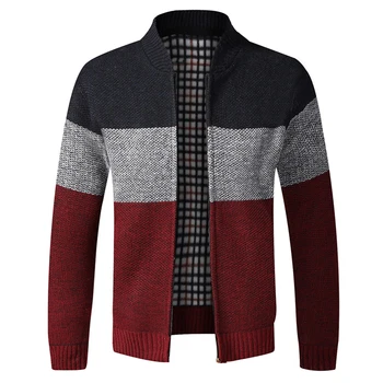 2020 M. Rudenį Vyrų Kratinys Vilnos Megztinis Džemperis Megztinis Vyrams Žiemos Dryžuotas Kišenėje Megzti Outwear Kailis Vyrų Sweatercoats