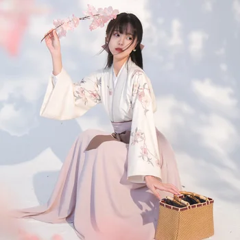 2020 Medvilnės Moteris Visą Rankovės Japonų Kimono Yukata Tradicinis Korėjiečių Suknelė Hanbok Kostiumas Hanbok Spausdinimo Hanfu Suknelė
