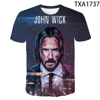 2020 metų Vasaros Wick John 3D Print T-shirt Vyrų, Moterų, Vaikų trumpomis Rankovėmis, Keanu Reeves Kietas Filmo Marškinėliai Kietas Streetwear Viršūnes Tee