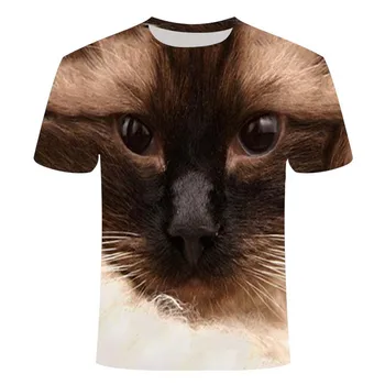 2020 naujas 3D spausdinimo marškinėliai atsitiktinis mielas kačiukas katė juokinga top marškinėliai trumpomis rankovėmis vasaros drabužių