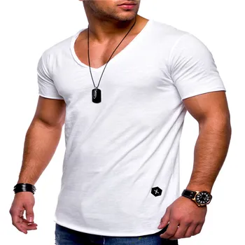 2020 Naujas Atvyko Giliai V-kaklo trumpomis rankovėmis vyrams marškinėliai Slim Fit marškinėliai vyrams Liesas atsitiktinis vasaros marškinėlius camisetas hombre M-3XL