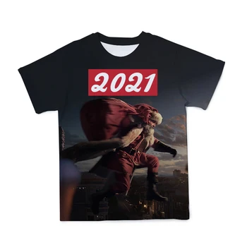 2021 Harajuku Mados Kalėdų Tema Modelio 3D Spausdinimo Įdomu Didelis Moterų Ir Vyrų T-Shirt (Pritaikyti) 110-6XL