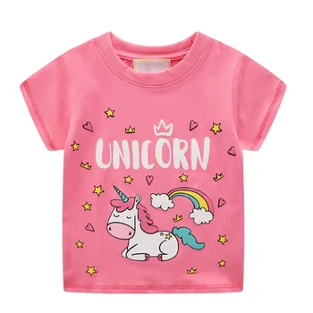 2021 Vienaragis T shirt Girls T-shirt Vasaros Viršūnes Princesė marškinėlius camisetas unicornio t-shirts licorne koszulki vaikams, drabužiai Nauji