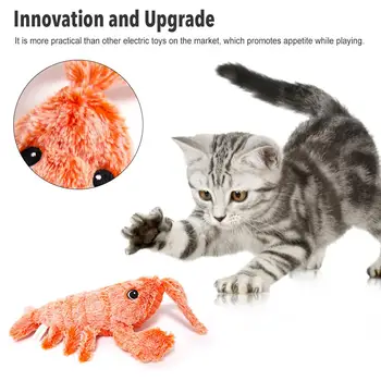 26CM Elektroninių Naminių Kačių Žaislas Elektros USB Įkrovimo Modeliavimas Šokinėja Krevečių Žaislai, Šunų Kačių Kramtomoji Žaisti Kramtymas Prekes