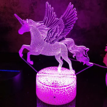 3D LED Nakties Šviesos Lempos vienaragis Serijos 16Color 3D Naktį šviesos Nuotolinio Valdymo stalinės Lempos Žaislai Dovana vaikas Namų Puošybai