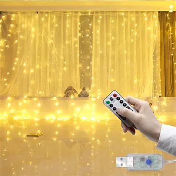 3M USB LED Užuolaidų String Šviesos Blyksnis Pasakų Girliandą Nuotolinio Valdymo Naujųjų Metų Kalėdų Patalpų ir Lauko Namų Dekoro Vestuvių