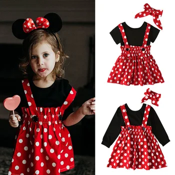 3Pcs Disney Baby Girl Drabužiai Mergaitėms Suknelė Mada Vaikams Drabužių Boutique ilgomis Rankovėmis Princesė Suknelė Šalis Suknelė Mickey bebes