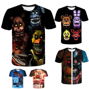4-14T Fnaf 3D Marškinėliai 2020 Naujų Mergaičių, berniukų drabužiai Vaikams Penkerius Naktį Fredys Vasaros Streetwear žaidimas Viršūnės Vaikai Tee Drabužiai