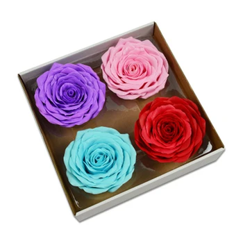 4PCS/BOX Milžinišką Rožių Muilas Gėlių Galvos Amžinojo Gėlių Modeliavimas Gėlių Muilo Gėlių, Dovanų Dėžutėje Puokštė Priėmimo Gėlių Išdėstymas