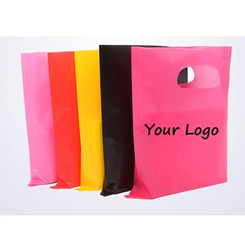 500pcs/daug Didmeninės Logotipą Plastikinių Pirkinių Krepšys Aukštos Kokybės Die Cut Rankinukas Pakuotės/Dovanos/Boutique