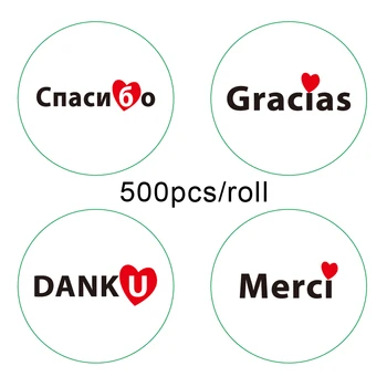 500pcs/roll ispanijos Ačiū Rankų darbo Lipdukai, Lipdukas Plombos Etiketėms ačiū lipdukas