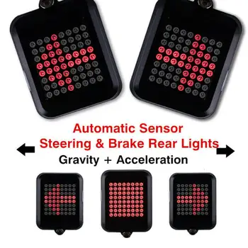 64 LED Automatinis posūkio Dviračių Žibintai Smart Indukcijos Stiprintuvas Saugos Įspėjimas, Posūkio Signalai, Šviesos Dviračių užpakalinis žibintas