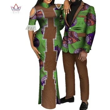 Afrikos Drabužius Porų Dvi Atitikimo Moteris ilgai kutas šalis, vestuvių suknelė ir vyrų-švarkas ir ilgai ziajać kostiumas WYQ631