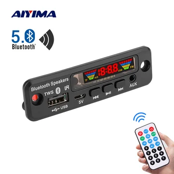 AIYIMA 5V Bluetooth 5.0 MP3 Dekoderis Spektro LED Ekranas APE Lossless Dekodavimo TWS Paramos FM USB AUX EQ Automobilių Reikmenys