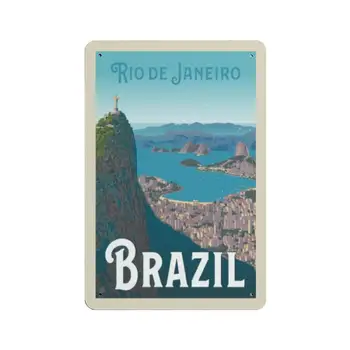 Aliuminio Retro Kavos Metalo Pasirašyti Rio De Žaneiras, Brazilija Metalo Skardos Ženklas, Baras, Kavinė, Alaus Baras Sienų Dekoras