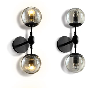 Amerikos country stiliaus sienos lempos šviesą loft derliaus lempa du vadovai E27 stiklas kamuolys sienos lempos