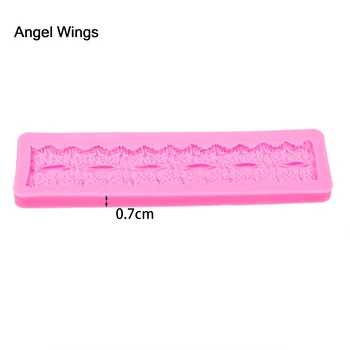 Angelas Sparnų Maisto kokybės 3D minkštas pyragas silikono formos Nėrinių formos Atvirkštinio formavimo polimero molis apdailos įrankiai F1169