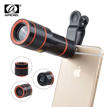 Apexel hd objektyvas, 12X Priartinimas teleobjektyvą rinkinys 4 in 1 Išmanųjį telefoną Teleskopo vaizdo Kameros lęšis iPhone 6 7 Sumgung xiaomi HTC su trikoju