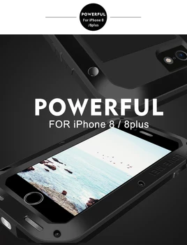 Apple iPhone 8 4.7 colių Atveju MEILĖ MEI Šoko Purvo Įrodymas, Atsparus Vandeniui, Metalo Šarvai Padengti Telefono dėklas skirtas Apple iPhone 8plus