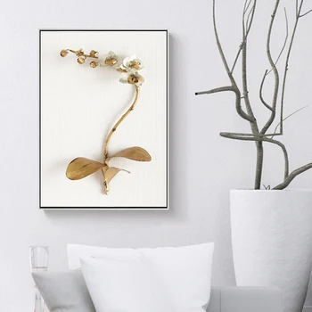 Aukso 3D Gėlių Nuotrauka Atspausdinta Ant Drobės,Sienos Meno Tapybos Drobės,Sienos Nuotraukas Kambarį,Sienų Dekoras Dekoratyvinis Dažymas