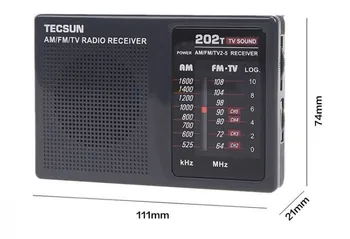 Aukščiausios Kokybės TECSUN R-202T radijo Kišenėje AM FM TELEVIZIJA Garso Radijo juoda Nešiojamų Nemokamas Pristatymas