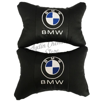 Automobilių Kaklo pagalvė oda Auto Sėdynės Galvos atramos kaklo raštas poilsio kelionės pagalvėlių BMW (2 vnt.)