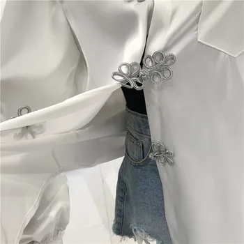 Balti Marškiniai, Moterų Ilgas Rankovėmis 2020 Metų Vasaros Naujo Dizaino Prarasti Nereguliarus Šaltas Vėjas Mados Marškinėliai